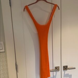Orange Sleeveless Knit mini Dress